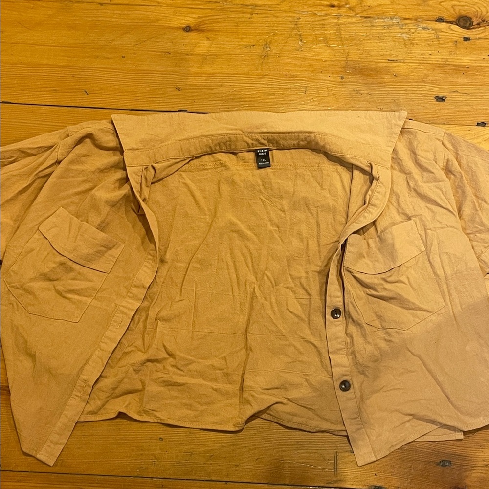 SHEIN Women's Button Down Shirt in Tan